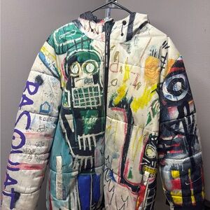 Members Only Multicolor Graffiti Print Puffer Jacket